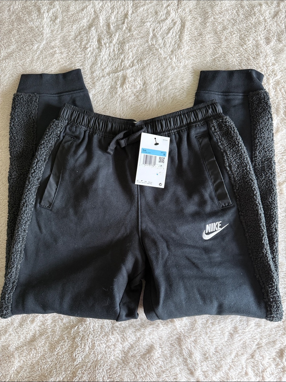 Nike Black Sherpa-Trim Kids Joggers